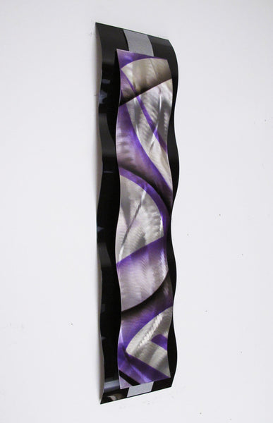 Abstract wall sculpture, purple / black, angled right 