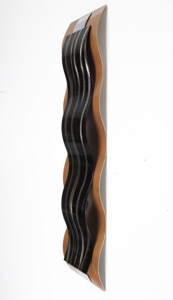 Copper wall decor, left view on white background