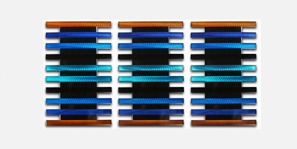 "Radiant Pulse - Blue / Orange"  " 60" x 28" x 2" " Large Metal Wall Sculpture