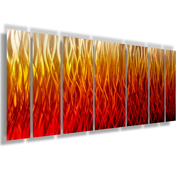 "Inferno" 68"x24" Large Modern Abstract Metal Wall Art Sculpture Flame Red Orange
