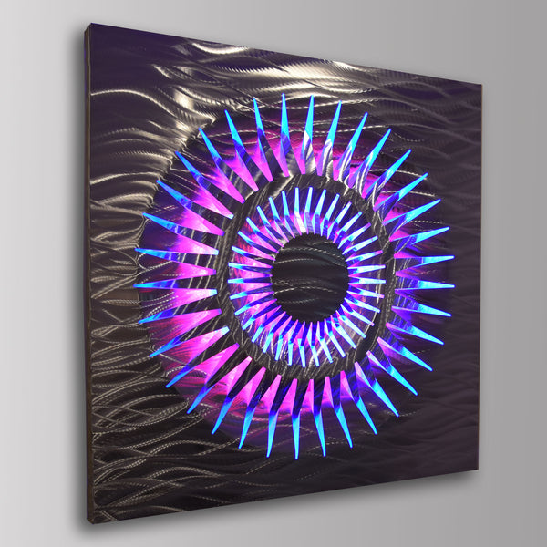 "Eclipse" Extra Large LED Lighted Geometric 40" x 40" Metal Wall Art