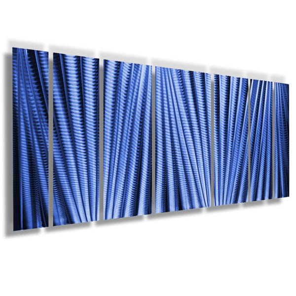 "Main Attraction" 68"x24" Deep Blue Aluminum Large Modern Abstract Metal Wall Art Sculpture Indoor / Outdoor