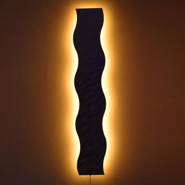 "Light Wave" with Smartphone WiFi Control - Abstract Metal Wall Art with LED Infused Color Changing Lighting