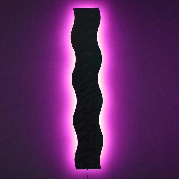 "Light Wave" with Smartphone WiFi Control - Abstract Metal Wall Art with LED Infused Color Changing Lighting