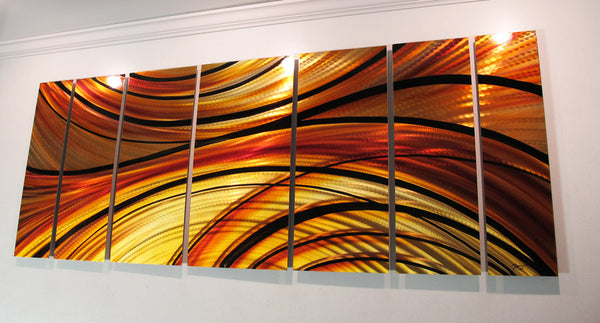 "Mirage" 68"x24" Orange Large Modern Abstract Metal Wall Art Sculpture
