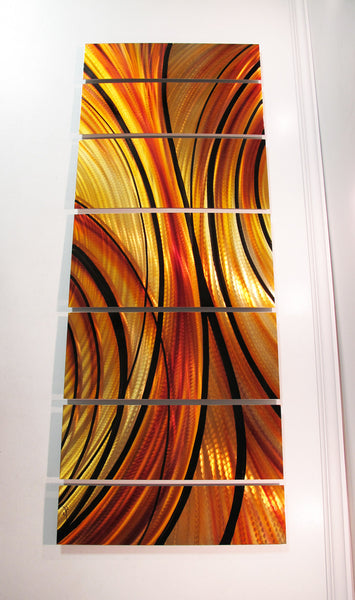 "Mirage" 68"x24" Orange Large Modern Abstract Metal Wall Art Sculpture