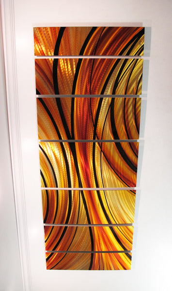 "Mirage" 68"x24" Orange Large Modern Abstract Metal Wall Art Sculpture