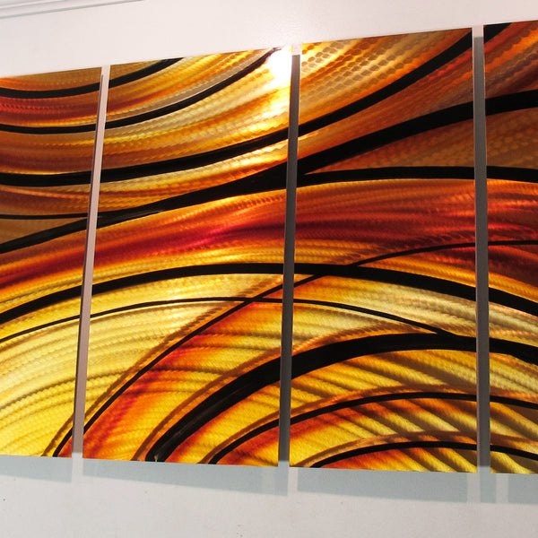 "Mirage" 68"x24" Orange Large Modern Abstract Metal Wall Art Sculpture