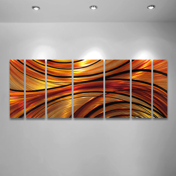 "Mirage" 68"x24" Orange Large Modern Abstract Metal Wall Art Sculpture