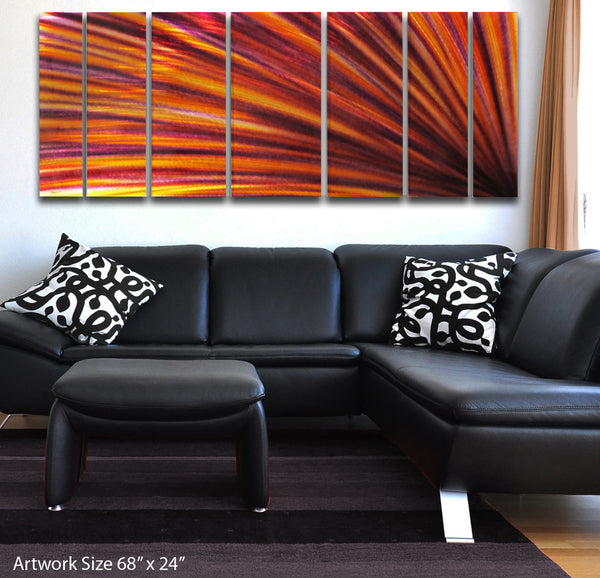 Red And Orange Contemporary Metal Wall Art