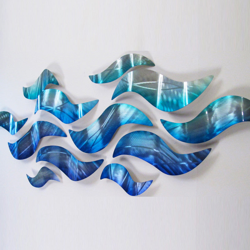 Rip Tide Metal Wall Sculpture with Abstract Tropical Wave Design by Brian  Jones