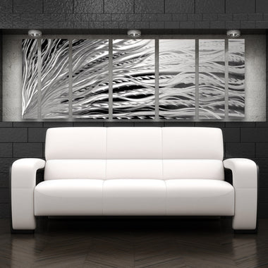"Silver Rush" 66"x 24" Silver Modern Art Panels