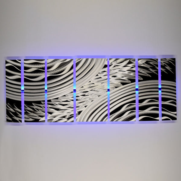 "Silver Storm LED SP" Lighted Metal Wall Art Smartphone Wifi Controlled