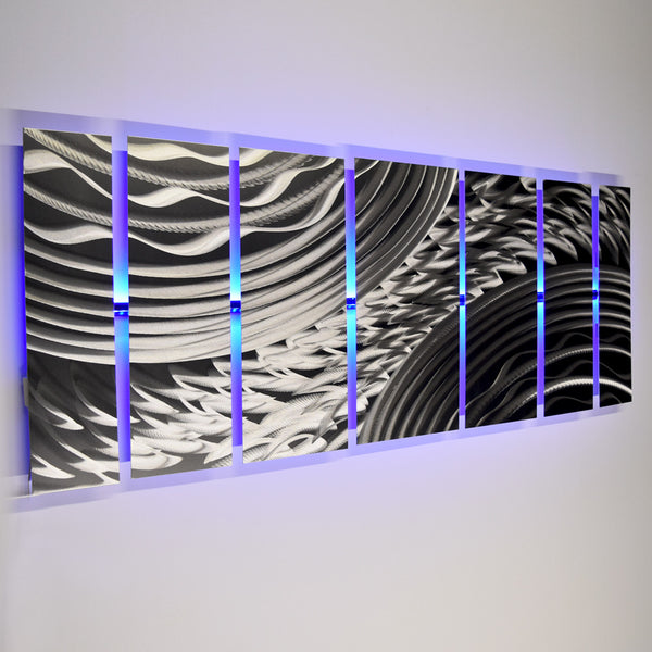 Illuminated Artwork "Silver Storm LED" Lighted Metal Wall Art
