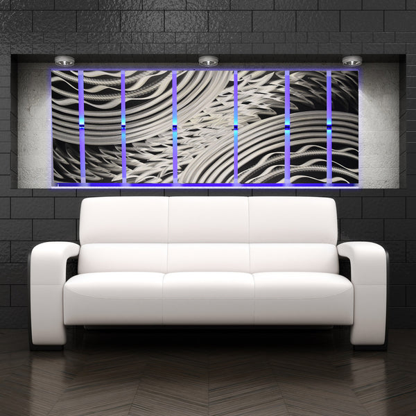 "Silver Storm LED SP" Lighted Metal Wall Art Smartphone Wifi Controlled