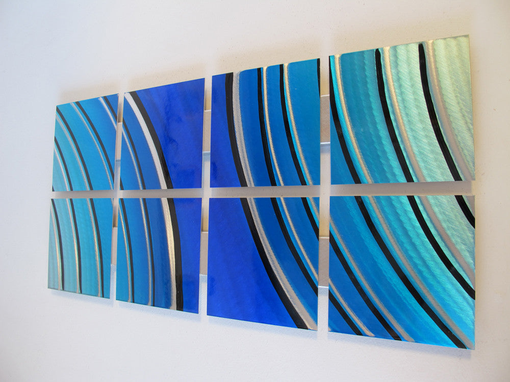 Blue Geometric Contemporary Metal Wall Art - DV8 Studio