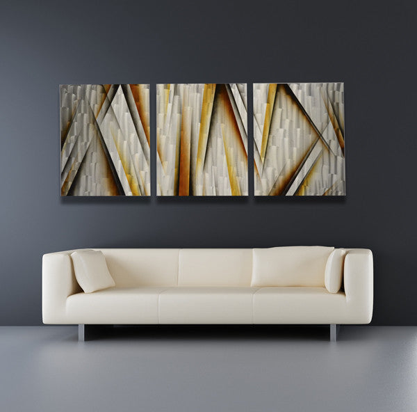 XL 76"x30" "Vanishing Point" Metal Wall Art - Modern Abstract Sculpture Contemporary Painting - Home Decor