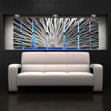 "Vibration LED" Abstract Metal Wall Art with LED Infused Color Changing Lighting & Remote Control