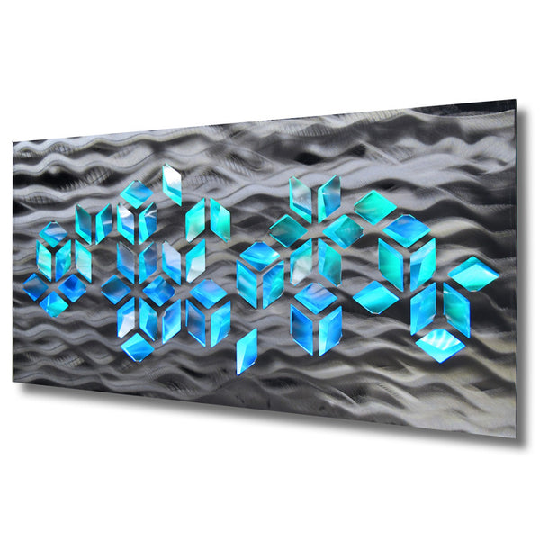 "Impulse" Large 46"x22" Abstract Geometric Design Metal Wall Art with LED Infused Color Changing Lighting  & Remote Control