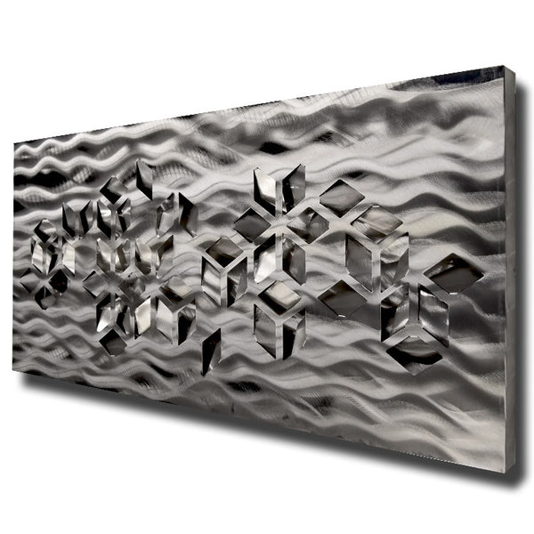 "Impulse" Large 46"x22" Abstract Geometric Design Metal Wall Art with LED Infused Color Changing Lighting  & Remote Control