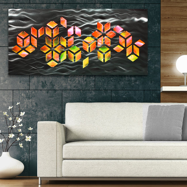 "Impulse" Large 46"x22" Abstract Geometric Design Metal Wall Art with LED Infused Color Changing Lighting  & Remote Control
