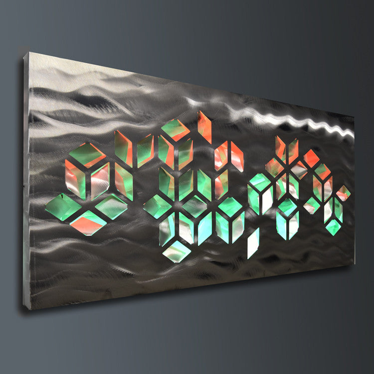 Impulse Large 46x22 Abstract Geometric Design Metal Wall Art with - DV8  Studio