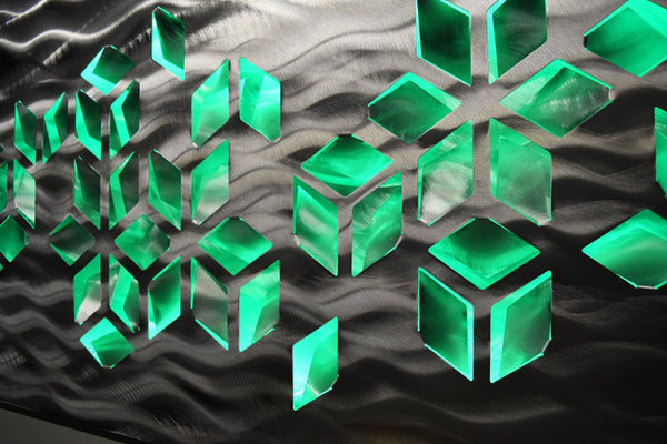 "Impulse" Large 46"x22" Abstract Geometric Design Metal Wall Art with LED Infused Color Changing Lighting  & Remote Control