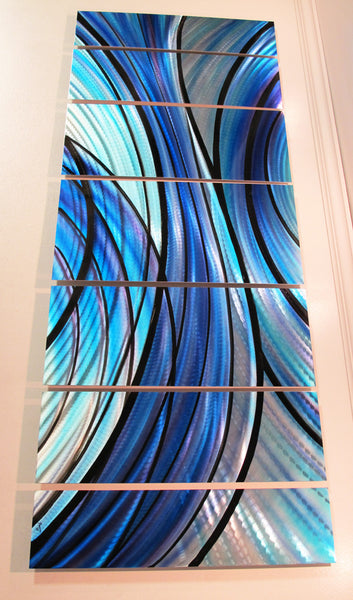 Aqua Blue Metal Contemporary Wall Art