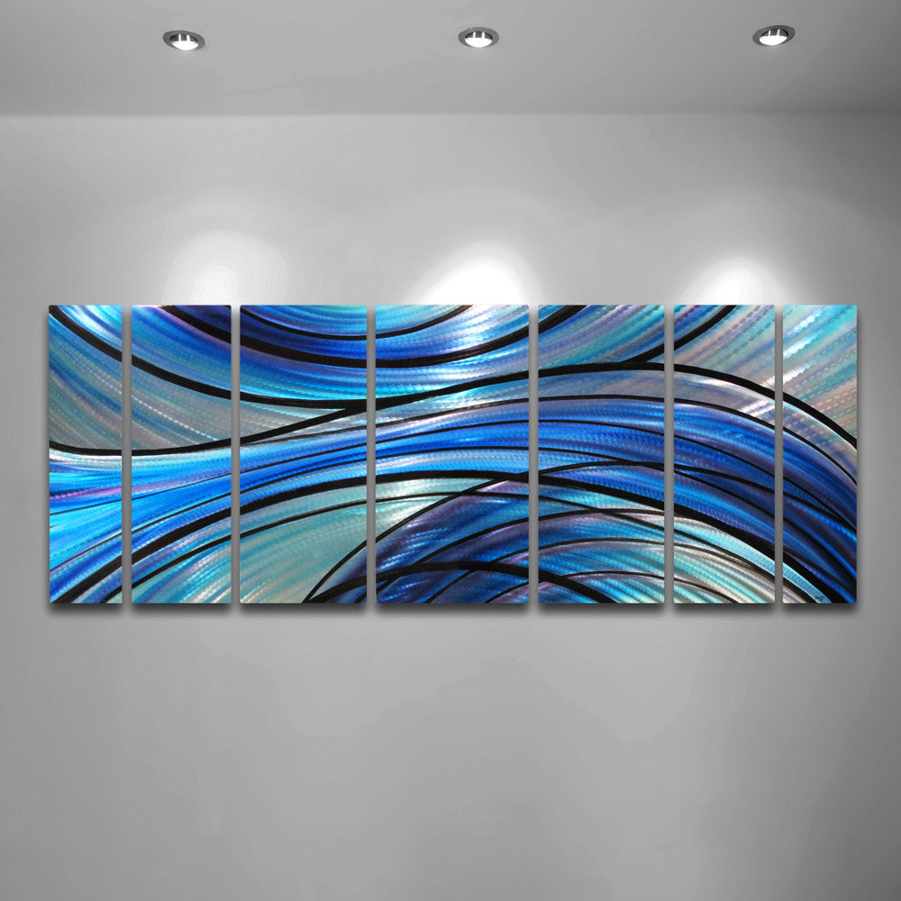 Blue Geometric Contemporary Metal Wall Art - DV8 Studio