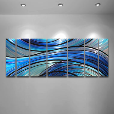 Aqua Blue Metal Contemporary Wall Art