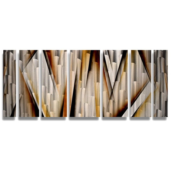 "Vanishing Point" 66"x24" Earthtone Large Modern Abstract Metal Wall Art Sculpture