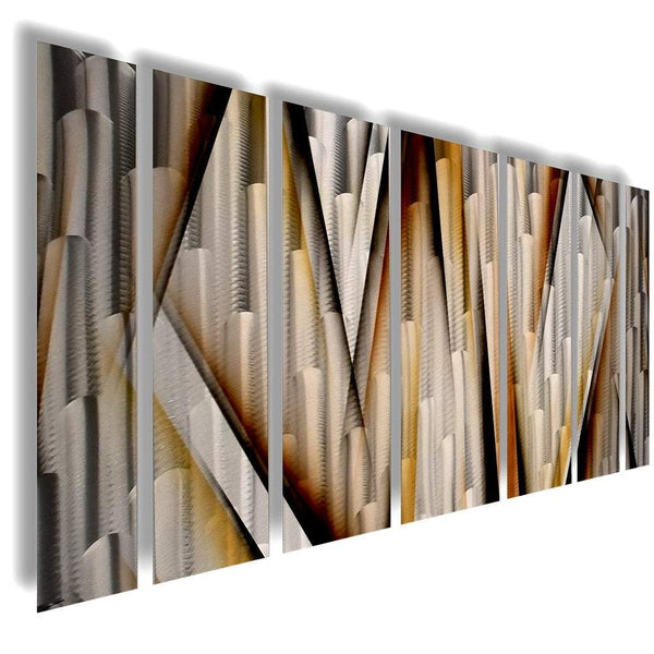 "Vanishing Point" 66"x24" Earthtone Large Modern Abstract Metal Wall Art Sculpture