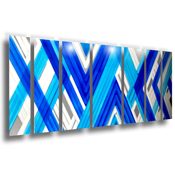 Blue Geometric Contemporary Metal Wall Art