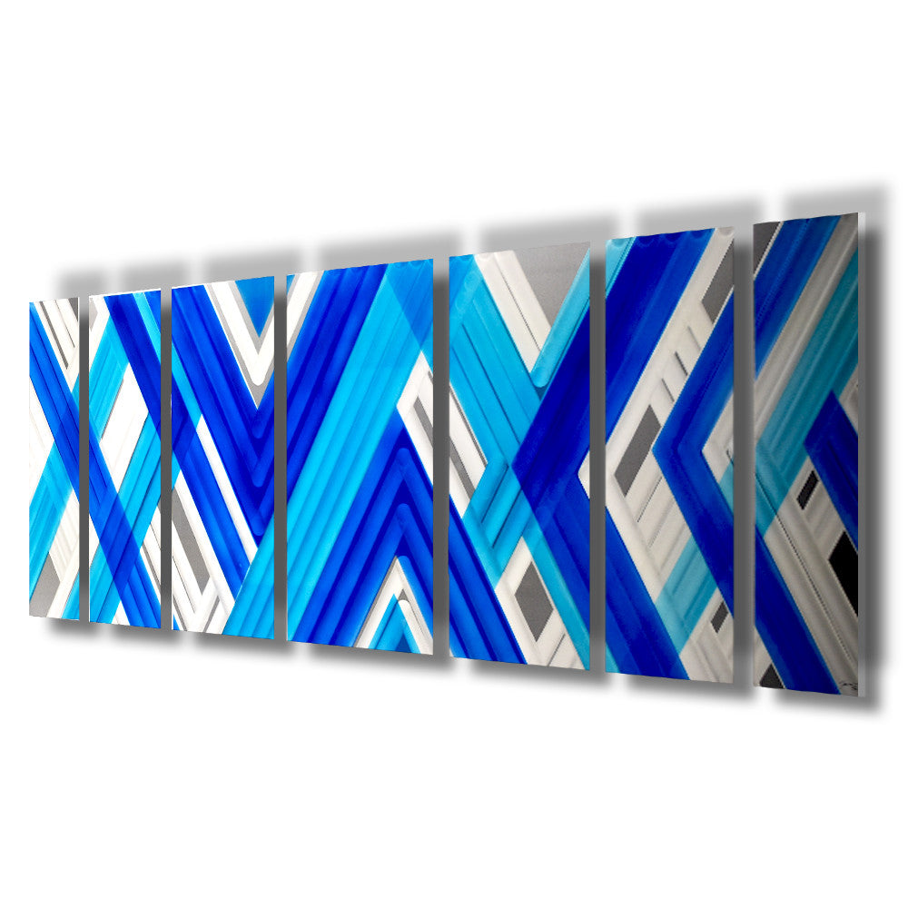 Blue Geometric Contemporary Metal Wall Art