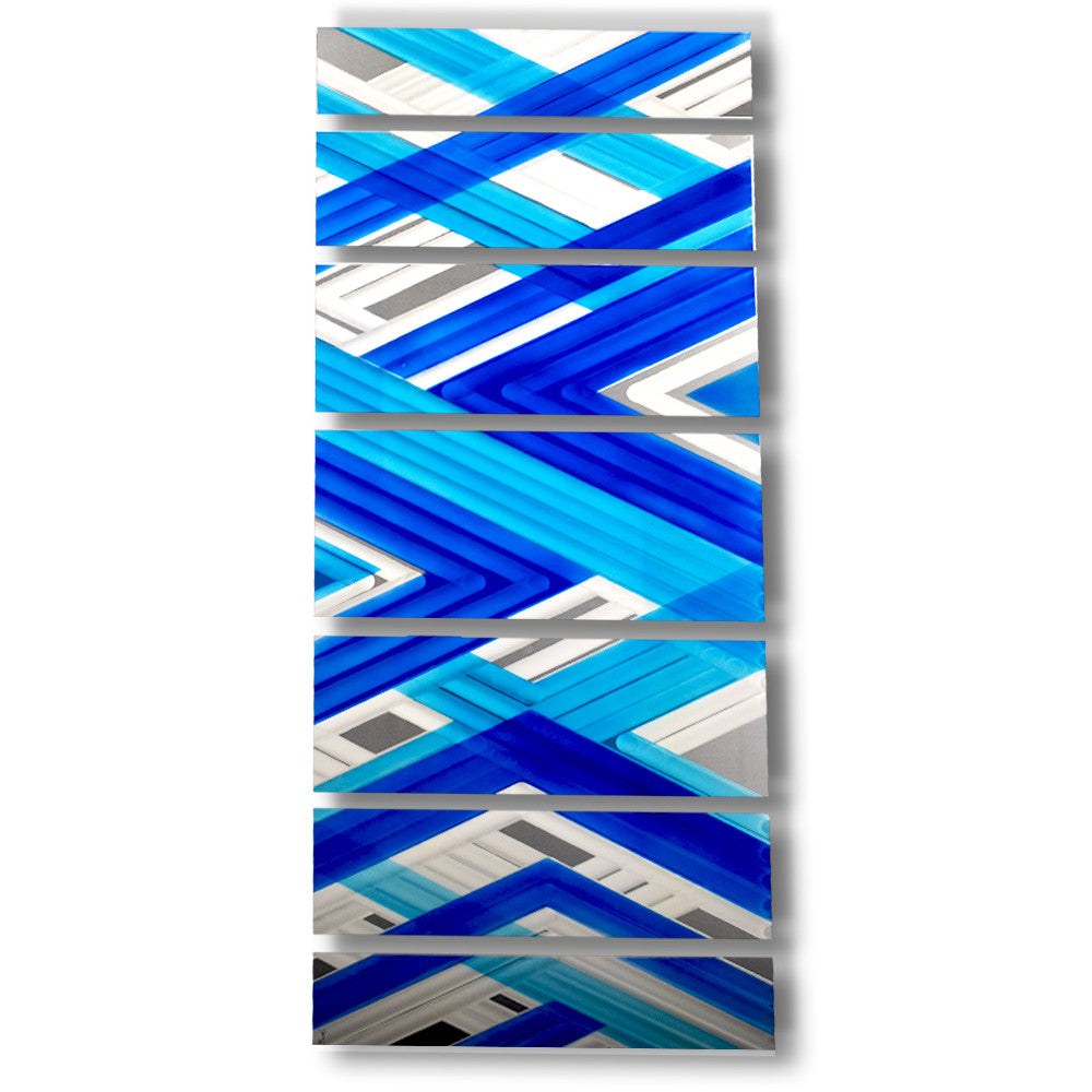 Blue Geometric Contemporary Metal Wall Art