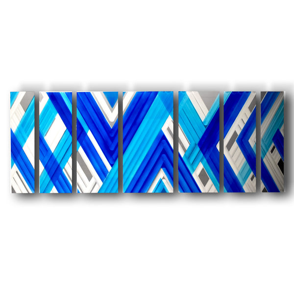 Blue Geometric Contemporary Metal Wall Art