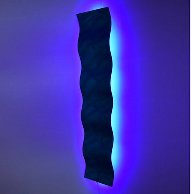 "Rip Curl" LED Lighted Metal Wall Sculpture with Color Changing Lighting