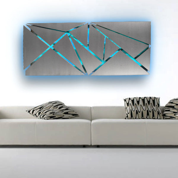 "Fracture" Lighted Metal Wall Art Sculpture with LED Color Changing Lighting