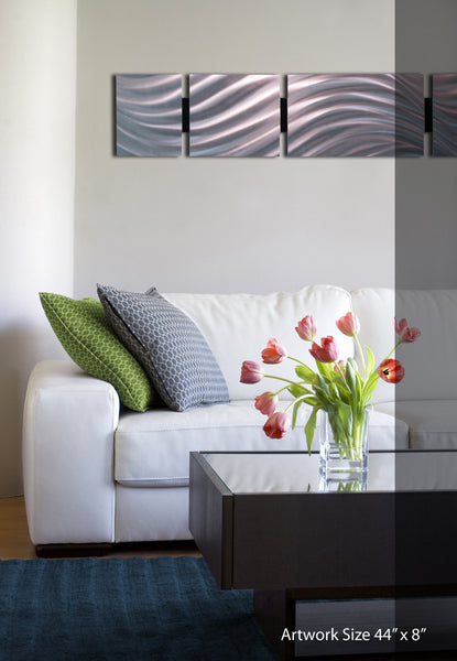 "B19P Silver Sky" 44"x8"  Aluminum Modern Abstract Metal Wall Art Sculpture