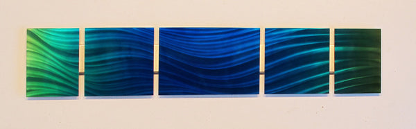 Abstract Metal Wall Sculpture - Blue Green