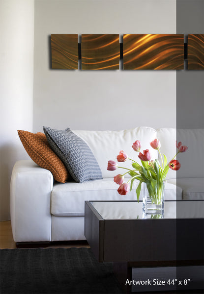 "B16P Bronze Satin" 44"x8"  Aluminum Modern Abstract Metal Wall Art Sculpture