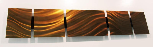 "B16P Bronze Satin" 44"x8"  Aluminum Modern Abstract Metal Wall Art Sculpture