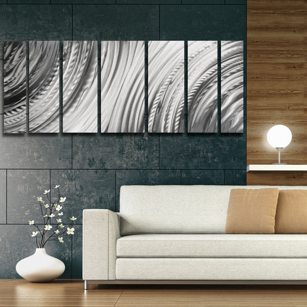 "Tranquility" 68"x24" Silver Aluminum Large Modern Abstract Metal Wall Art Sculpture